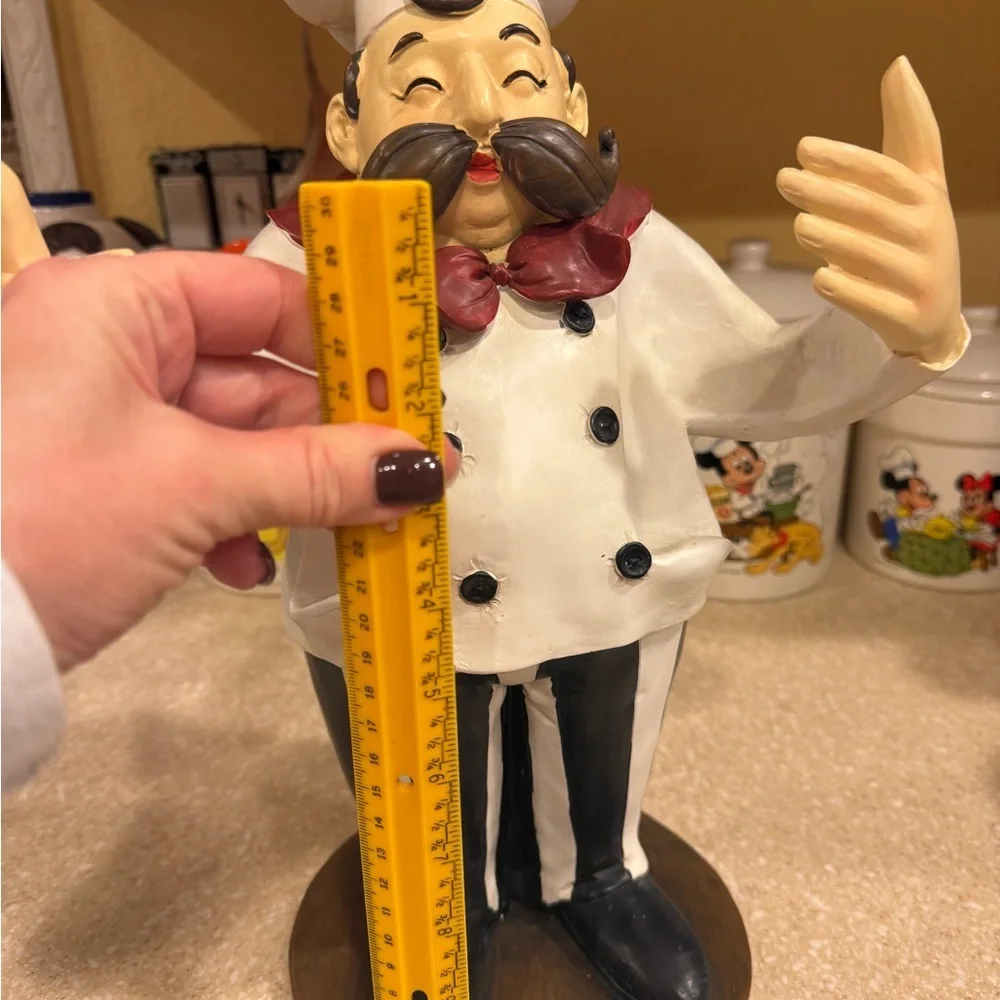 Vintage Polystone Kitchen Chef Wine Bottle Holder with Black and White Outfit